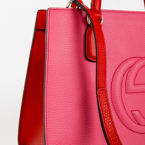 Gucci Medium Soho New Rosette & Hibiscus GG Leather Top Handle Tote - Picture 7 of 14